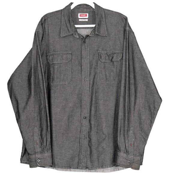 Wrangler Flex for Comfort Button Down Double Pocket Long Sleeve Shirt Gray - Picture 2 of 4